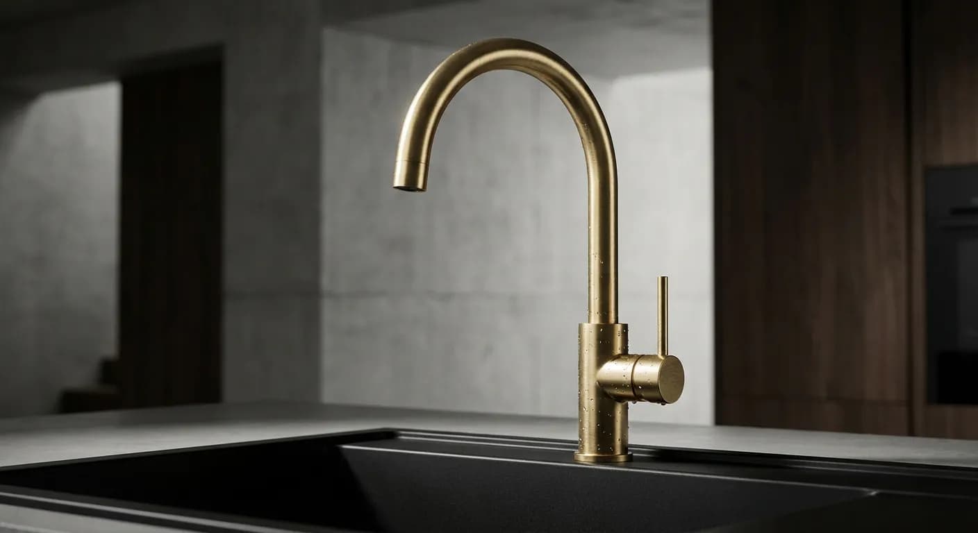 Détail iconique d'une robinetterie design Cuisines Elite.