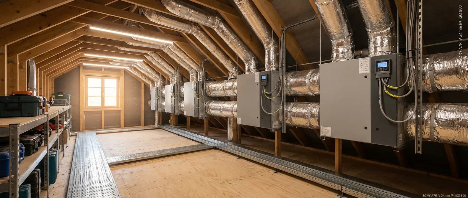 Installation technique d'un système gainable Ribo T.One dans des combles