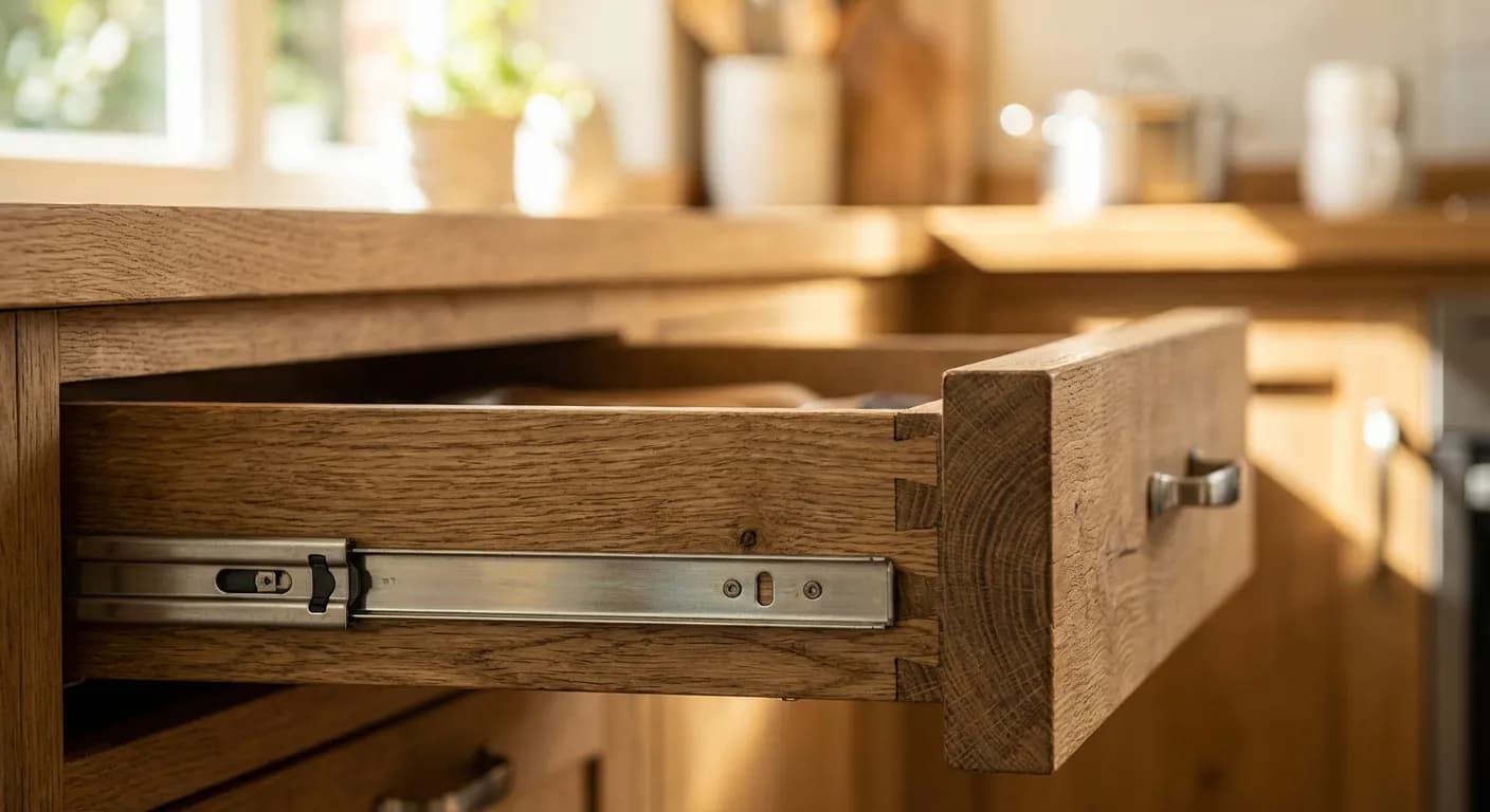 Gros plan sur la qualité des assemblages et des matériaux Cuisines Elite.