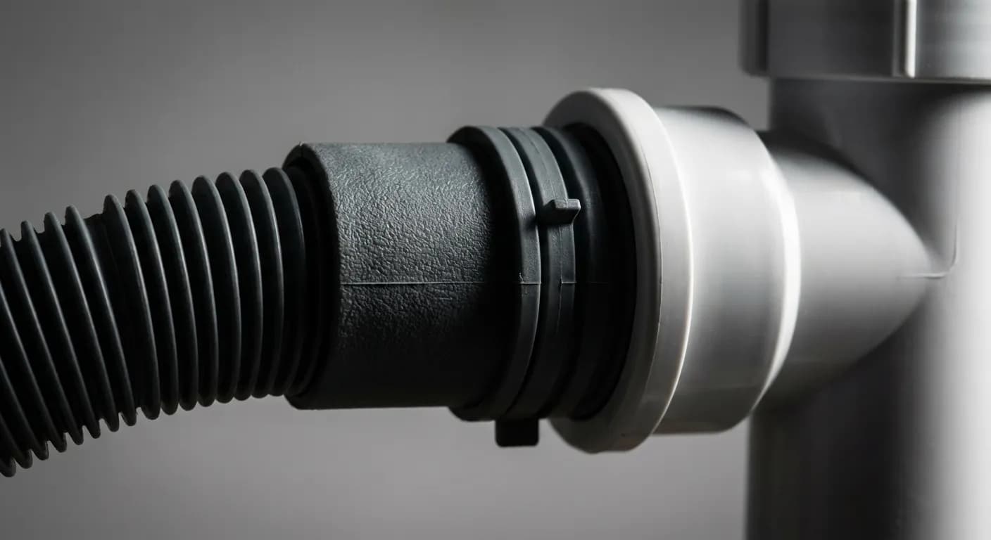 Gros plan du tuyau de vidange d'un lave-linge