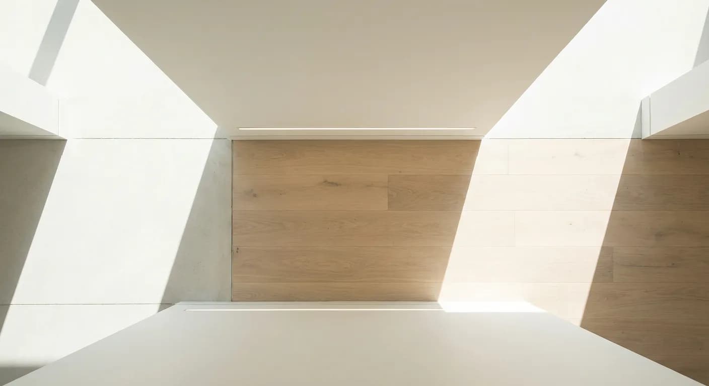 Largeur couloir : les normes et dimensions idéales Vue minimaliste des proportions d'un couloir moderne.