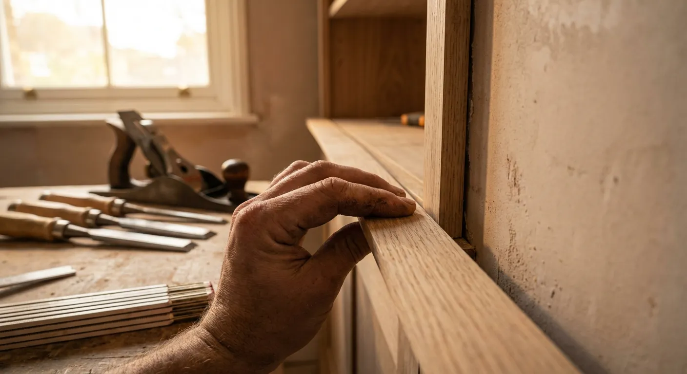 Installation professionnelle d'un fileur pour combler l'espace entre un meuble et le mur
