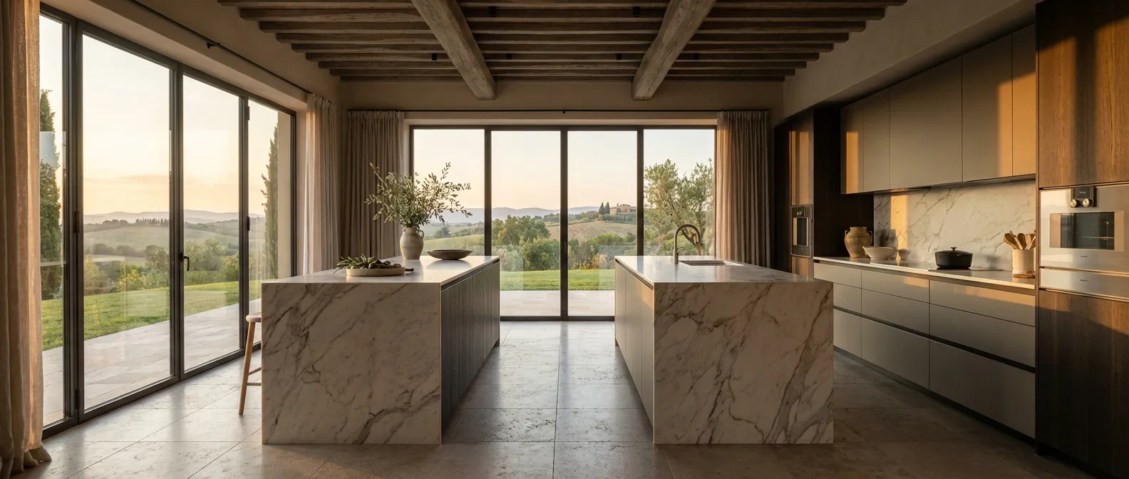 Design intérieur prestigieux Veneta Cucine Cuisine italienne Veneta Cucine haut de gamme dans une villa luxueuse avec îlot en marbre
