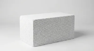 Gros plan sur un bloc de béton cellulaire pour construction de cheminée