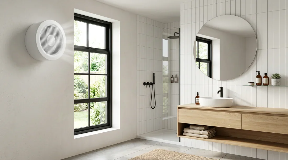 Installation d'un extracteur d'air dans une salle de bain moderne Salle de bain moderne équipée d'un extracteur d'air efficace pour une ventilation optimale