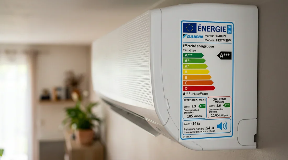 Étiquette énergie climatisation haute efficacité