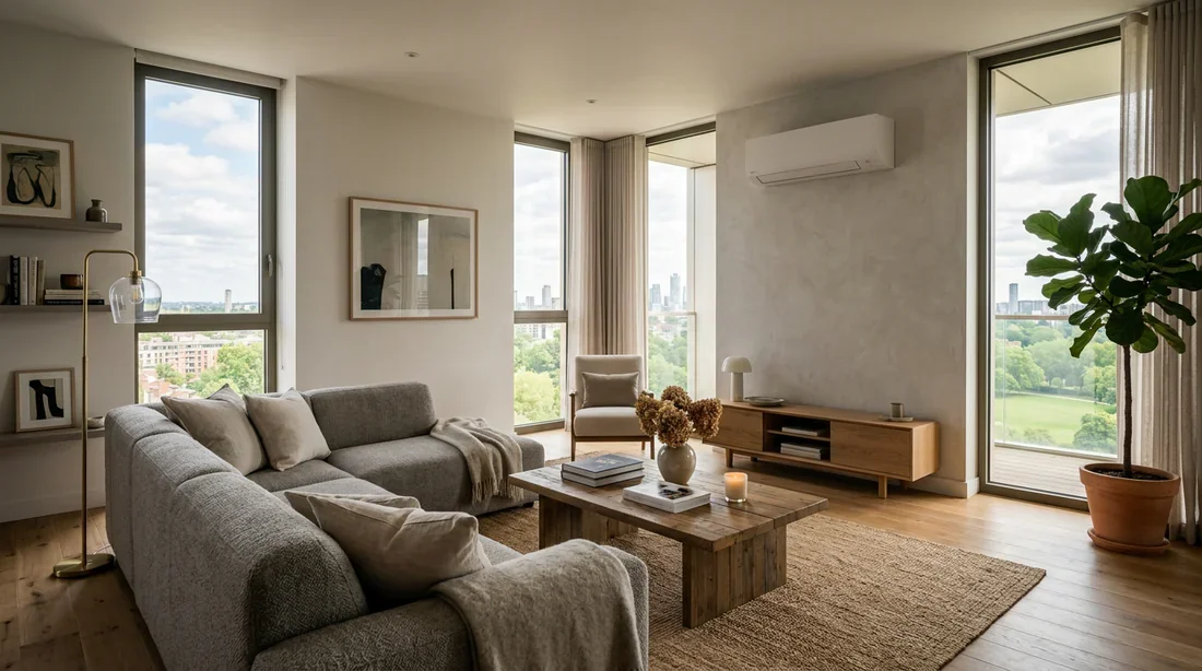 Unité intérieure de climatisation moderne dans un salon design