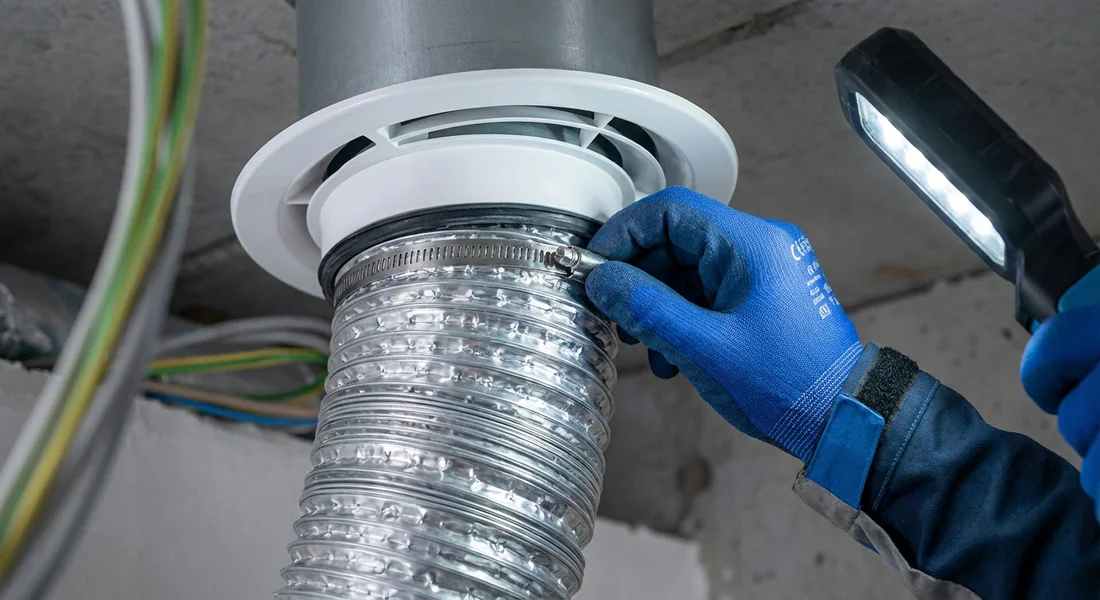 Installation professionnelle d'une gaine de ventilation semi-rigide