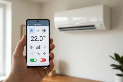 Application MELCloud Mitsubishi Electric sur écran de smartphone