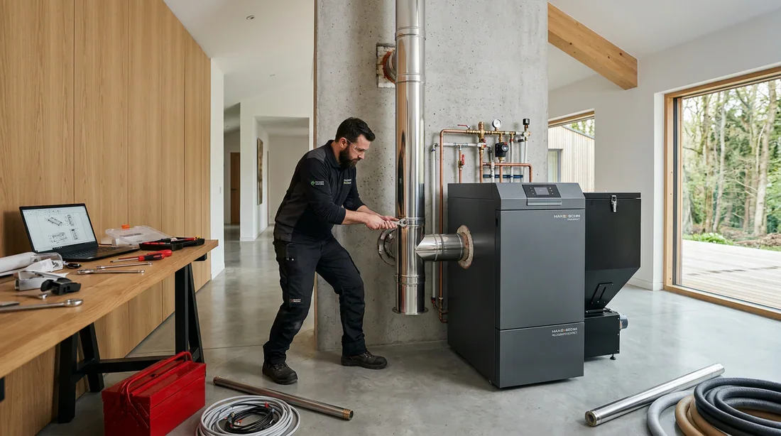 Travaux et installation d'un chauffage au bois Installation professionnelle d'un système de chauffage au bois