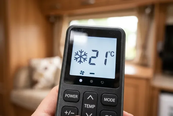Écran de télécommande de climatiseur Dometic avec icône de refroidissement