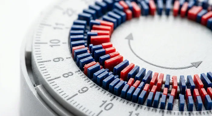 Gros plan cadran et picots de programmation Theben SYN 161 h