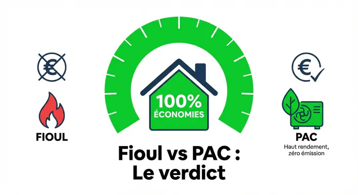 Infographie économies pompe à chaleur vs fioul