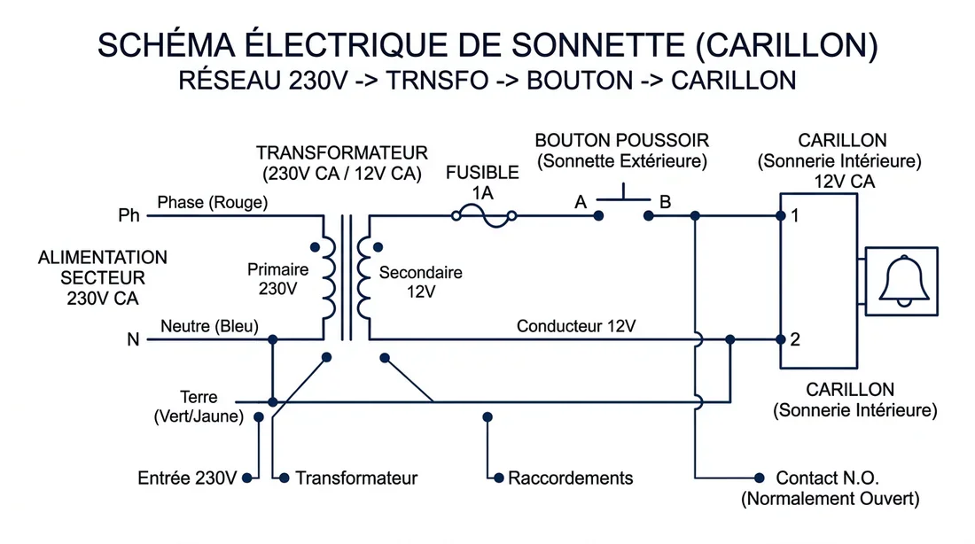 Schéma technique de câblage d'interphone