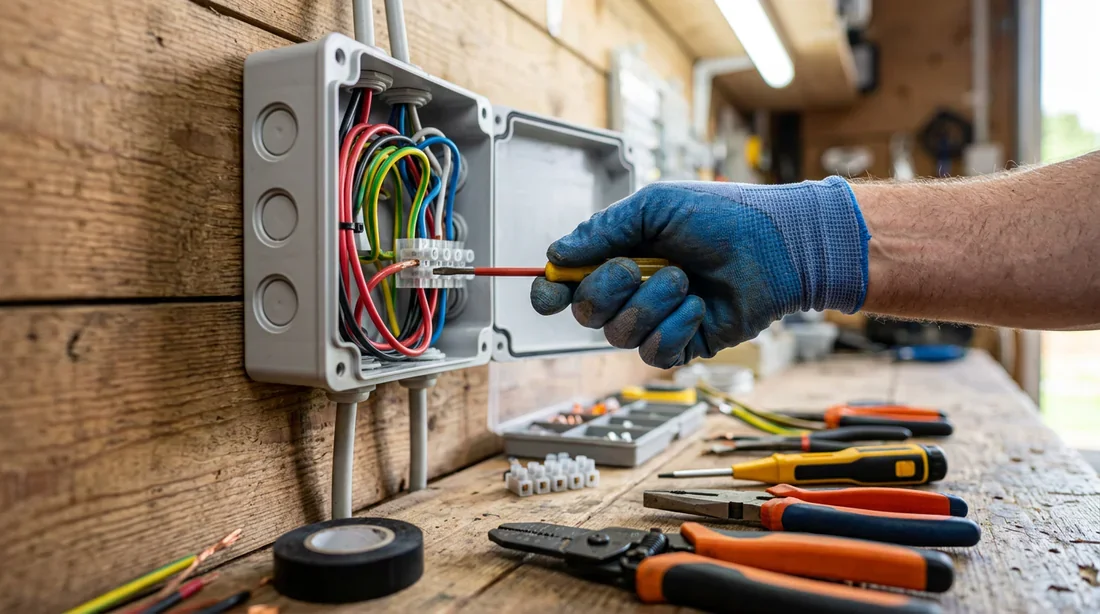 Installation d'un éclairage intelligent dans le jardin Chemin de jardin moderne éclairé par deux détecteurs de présence au crépuscule