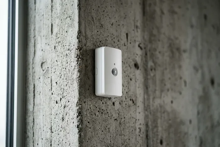 Gros plan sur un capteur de mouvement design installé sur un mur