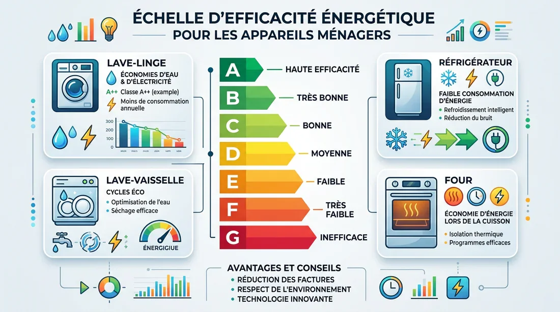 Efficacité énergétique et économies Graphique illustrant les performances énergétiques du lave-linge Hoover