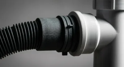 Gros plan du tuyau de vidange d'un lave-linge