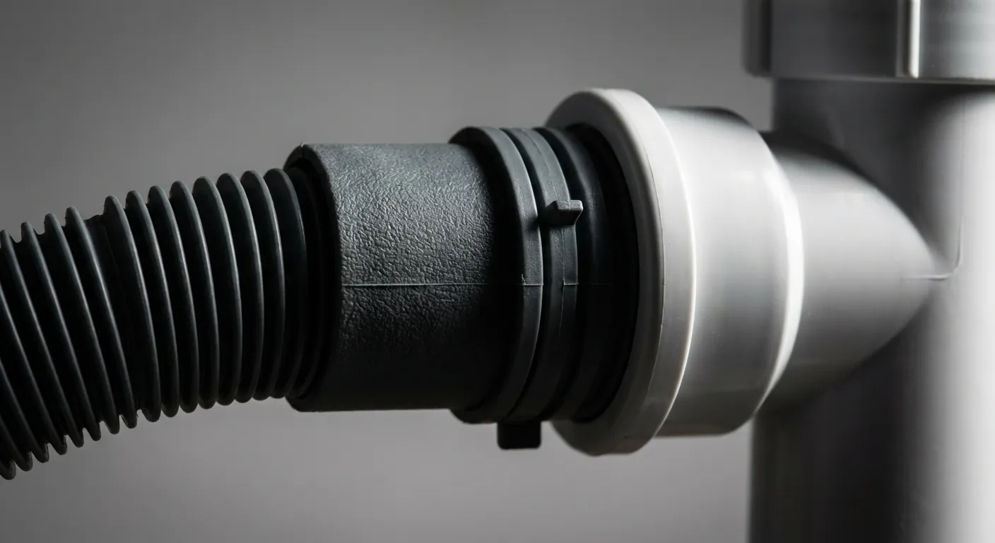 Gros plan du tuyau de vidange d'un lave-linge