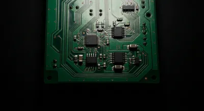 Gros plan macro d'une carte électronique de contrôle pour automatisme.