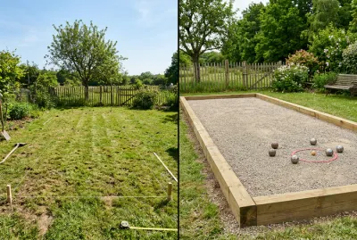 Comparaison avant après construction d'un terrain de pétanque