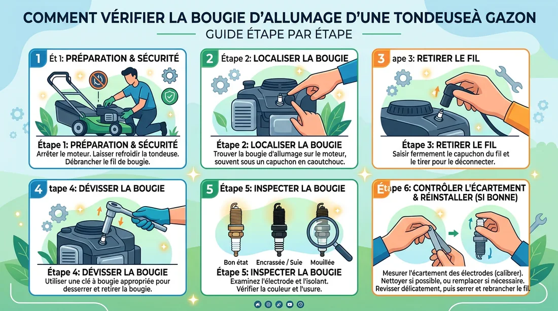 Comment vérifier la bougie d'une tondeuse Infographie étape par étape pour vérifier la bougie d'une tondeuse