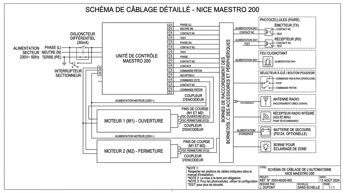 Schéma de câblage Nice Maestro 200