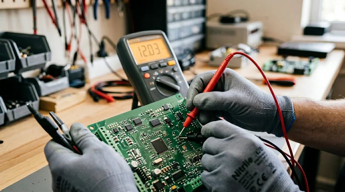 Technicien testant la carte Nice Maestro 200