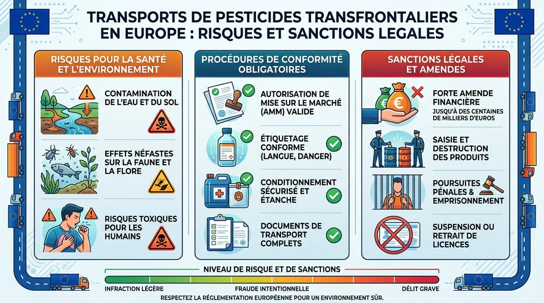 Synthèse de la réglementation sur les désherbants Infographie synthétique des sanctions et règles pour l'importation de produits phytosanitaires