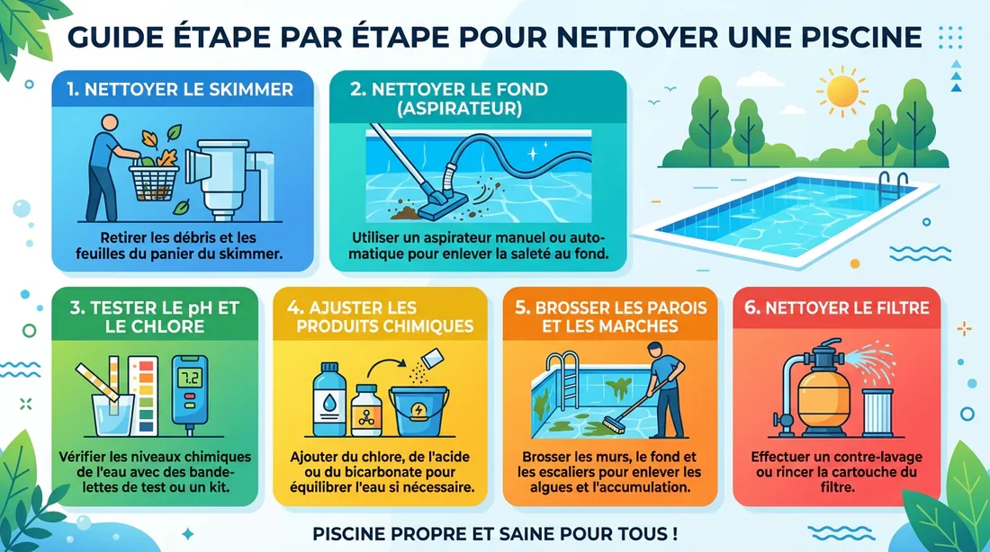 Guide étape par étape du nettoyage de piscine Étapes pour nettoyer sa piscine avant l'hivernage