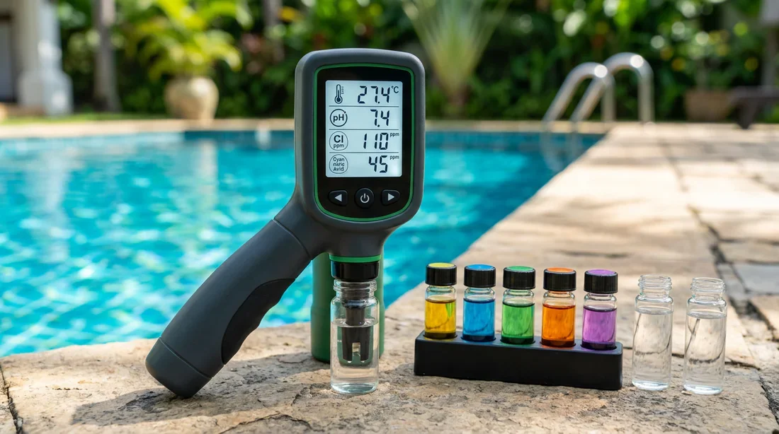 Analyse chimique de l'eau Test chimique de l'eau de piscine pour éliminer les vers