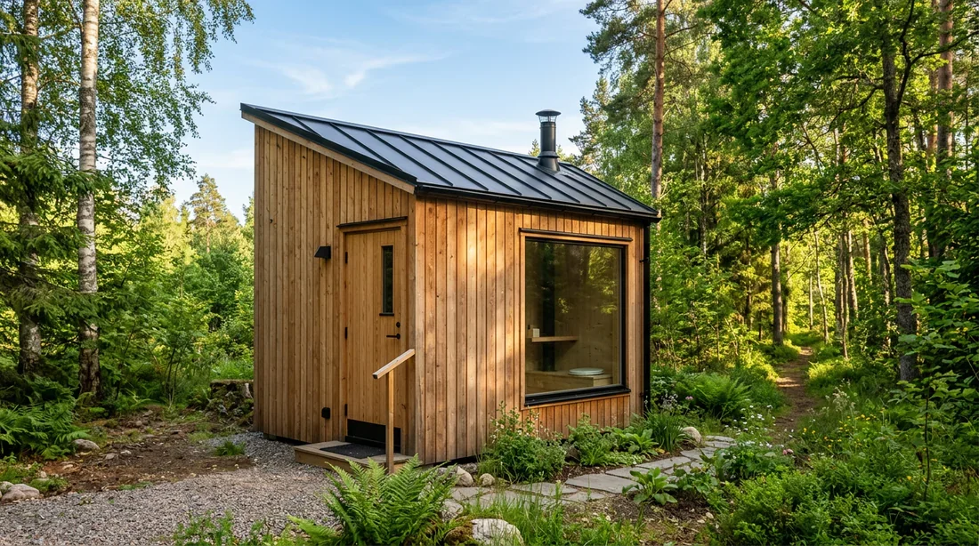 Toilette sèche extérieure écologique en bois Cabane de toilette sèche extérieure en bois de Douglas en bordure de forêt