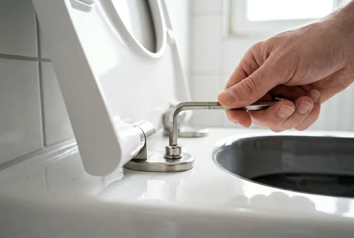 Installation d'un abattant WC moderne avec clé Allen