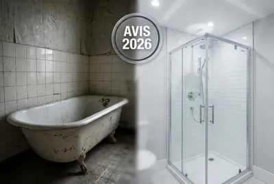 Comparaison avant/après : remplacement d'une baignoire par une douche Kinedo avis 2026.