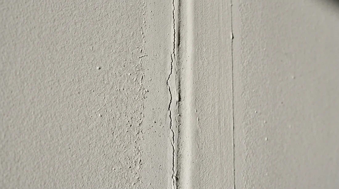 Fissure fine sur un plafond en placo-plâtre