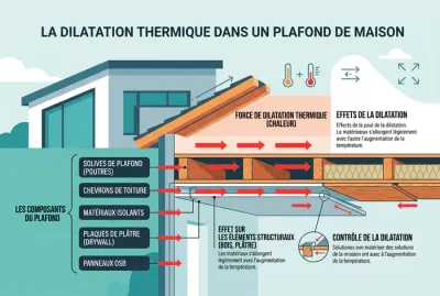 Schéma explicatif de la dilatation thermique des matériaux de plafond
