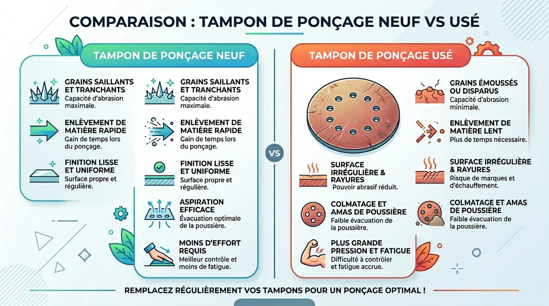 Comparaison des états d'usure du plateau Comparaison entre un plateau neuf et un plateau usé