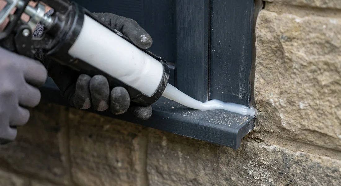 Finitions et étanchéité de la porte d'entrée Application de joint d'étanchéité pour l'isolation de la porte