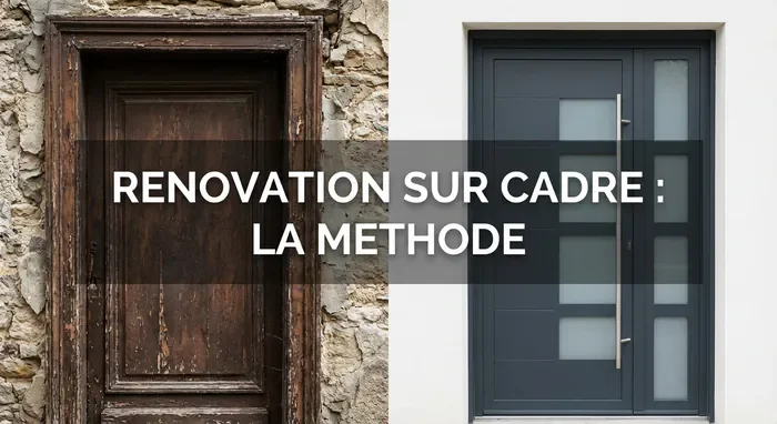 Avant après rénovation de porte d'entrée sur cadre existant