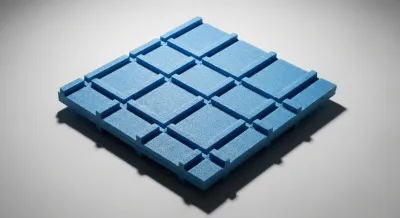 Gros plan sur la texture et l'assemblage de panneaux de polystyrène extrudé