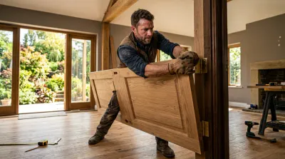 Gros plan sur une charnière de porte en cours de réparation