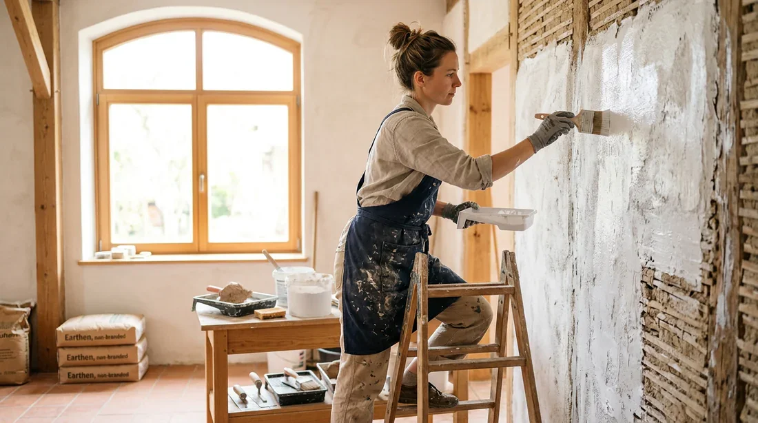 Préparation du support pour poser un enduit en terre Préparation et sous-couche d'accrochage pour mur avant enduit de terre