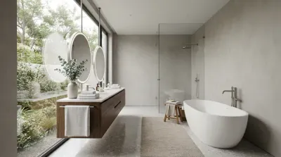 Gros plan sur la texture lisse et brillante de la fibre de verre dans une salle de bain