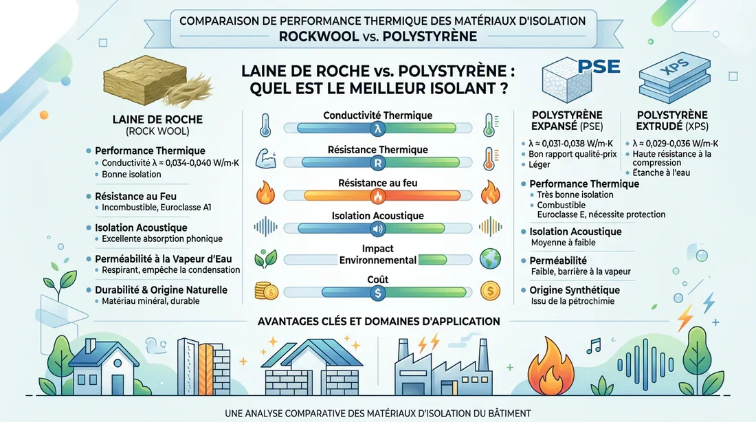Infographie comparative des isolants thermiques pour garage