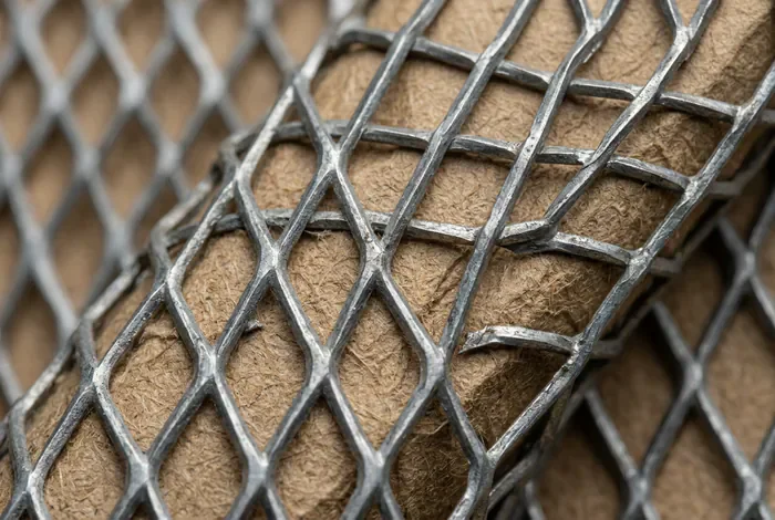 Gros plan sur la texture d'une feuille de Nergalto avec papier kraft