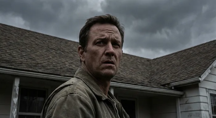 Propriétaire inquiet devant sa maison après un démoussage de toit.