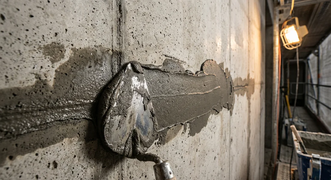 Application du mortier hydrofuge sur les parois du regard.