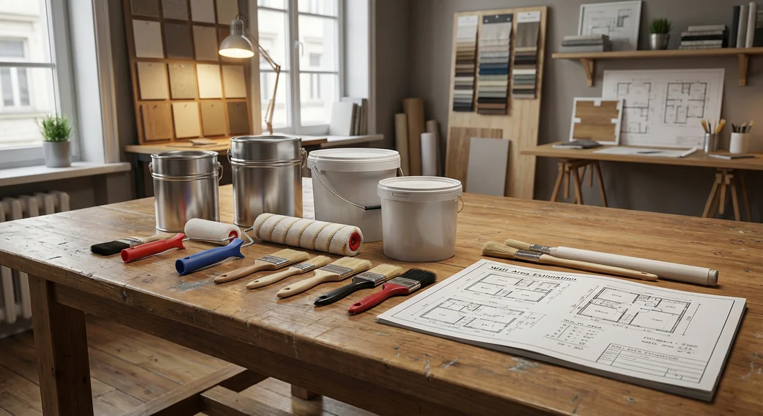 Matériel de peinture et devis pour une surface murale de 220m2