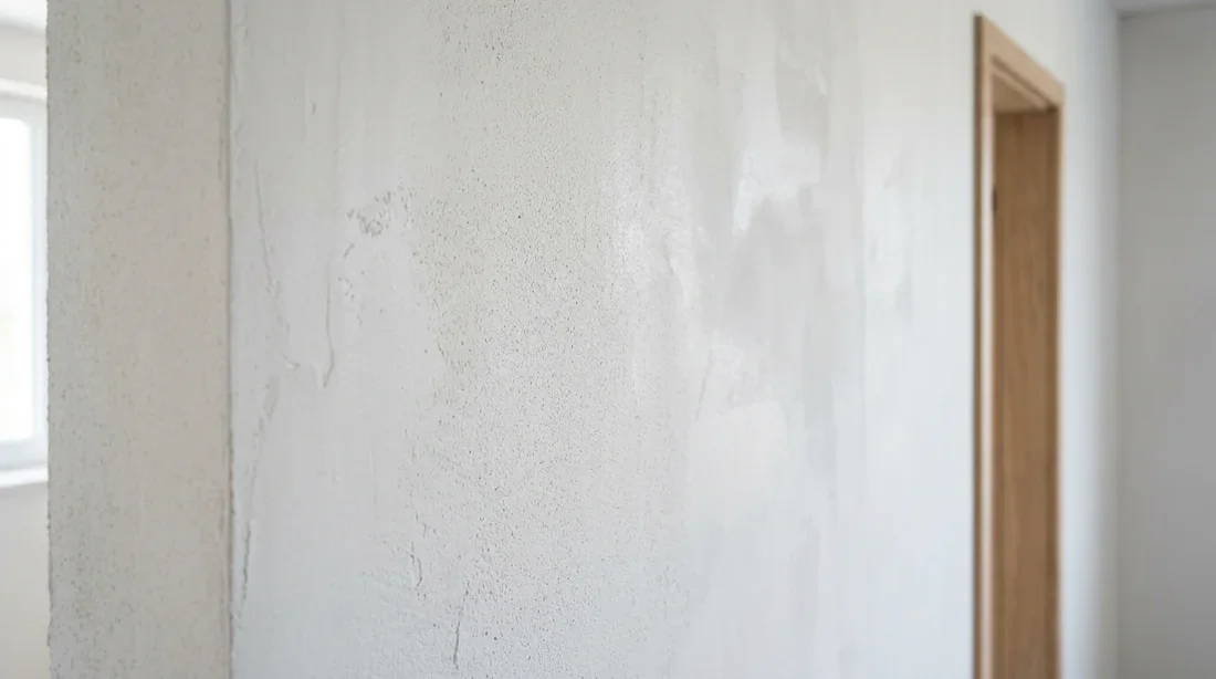 Mur intérieur récapitulant un séchage parfait de l'enduit de lissage